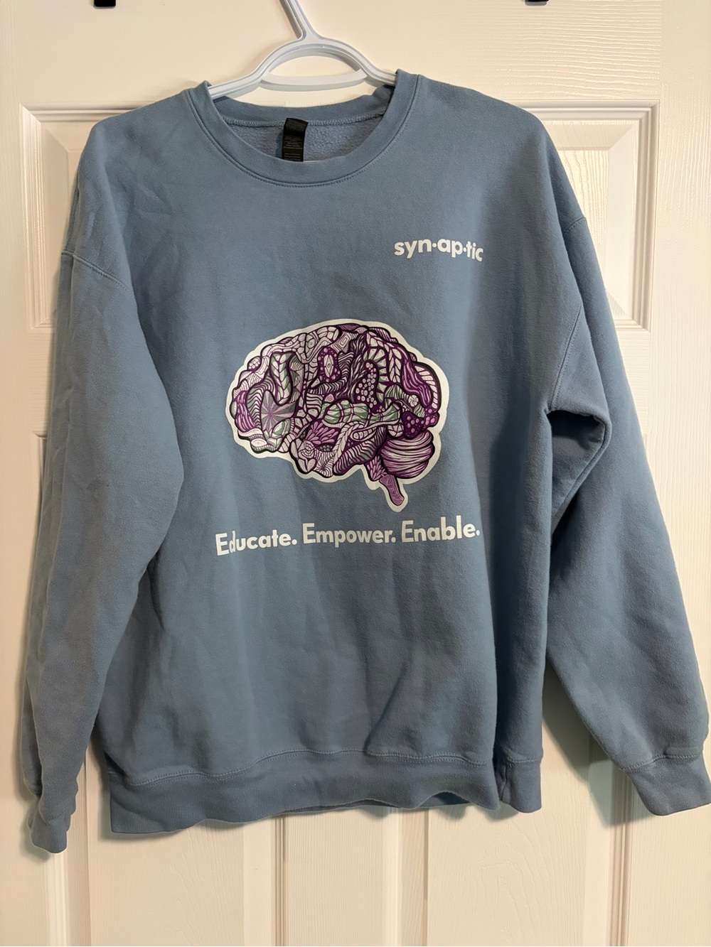 Light Blue Brain Graphic Crewneck Sweater